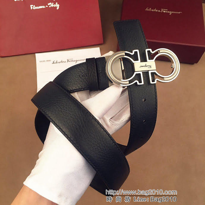 Ferragamo菲拉格慕 雙面進口頭層牛皮荔枝紋 獨特復古風格 精鋼扣 男士皮帶  xfp1194